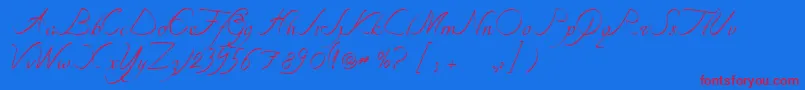 TipografiaNuevaCursivass Font – Red Fonts on Blue Background