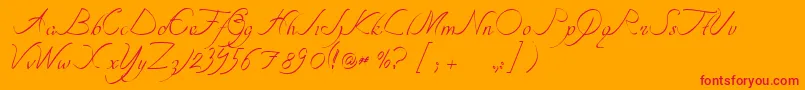 フォントTipografiaNuevaCursivass – オレンジの背景に赤い文字