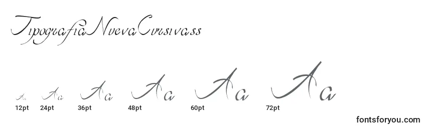 Размеры шрифта TipografiaNuevaCursivass