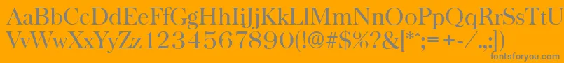 BaskervilleserialRegular-Schriftart – Graue Schriften auf orangefarbenem Hintergrund