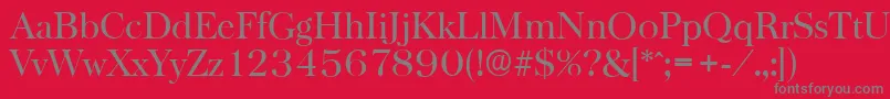 BaskervilleserialRegular-Schriftart – Graue Schriften auf rotem Hintergrund