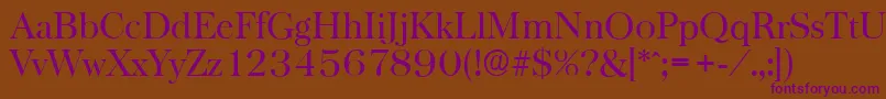 BaskervilleserialRegular-Schriftart – Violette Schriften auf braunem Hintergrund