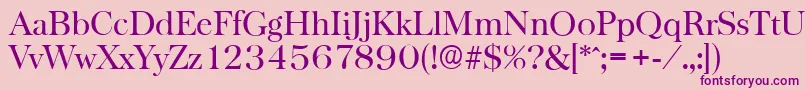 BaskervilleserialRegular-Schriftart – Violette Schriften auf rosa Hintergrund