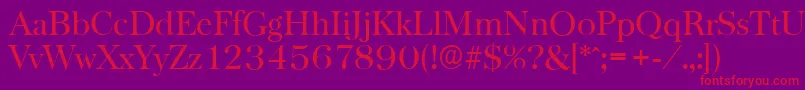 BaskervilleserialRegular-Schriftart – Rote Schriften auf violettem Hintergrund