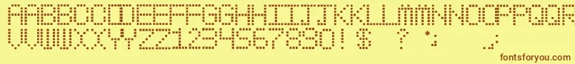 フォントMyPager – 茶色の文字が黄色の背景にあります。