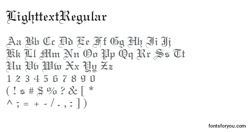 Czcionka LighttextRegular – alfabet, cyfry, specjalne znaki