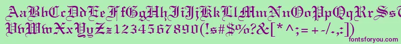 Czcionka LighttextRegular – fioletowe czcionki na zielonym tle