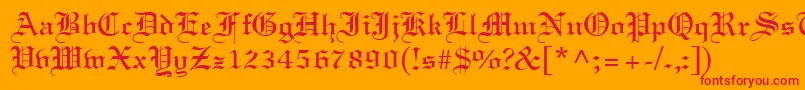 LighttextRegular-Schriftart – Rote Schriften auf orangefarbenem Hintergrund