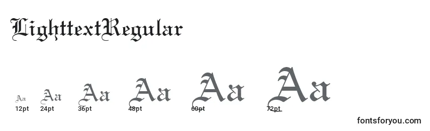 Размеры шрифта LighttextRegular