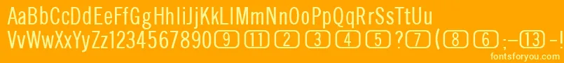Fonte ChannelsPlain – fontes amarelas em um fundo laranja