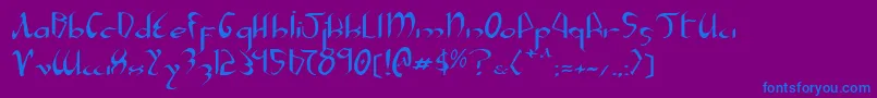 フォントXaphane – 紫色の背景に青い文字