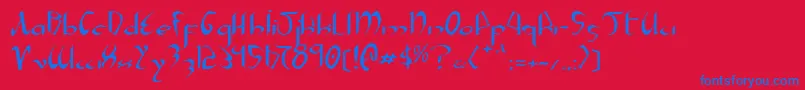 Xaphane-Schriftart – Blaue Schriften auf rotem Hintergrund