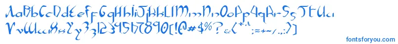 フォントXaphane – 白い背景に青い文字