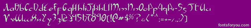 Xaphane-Schriftart – Grüne Schriften auf violettem Hintergrund