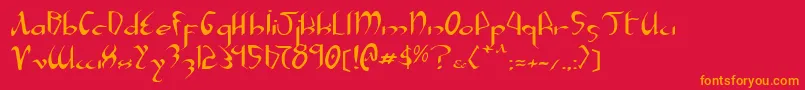 Xaphane-Schriftart – Orangefarbene Schriften auf rotem Hintergrund