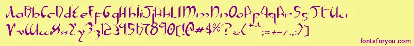 Xaphane-Schriftart – Violette Schriften auf gelbem Hintergrund