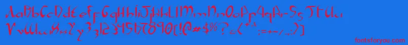 Xaphane Font – Red Fonts on Blue Background