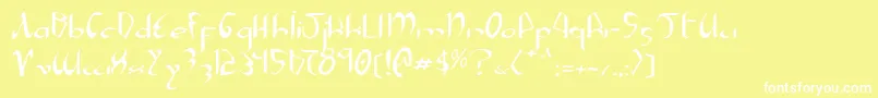 フォントXaphane – 黄色い背景に白い文字