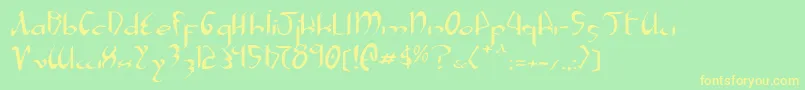 フォントXaphane – 黄色の文字が緑の背景にあります