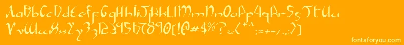フォントXaphane – オレンジの背景に黄色の文字