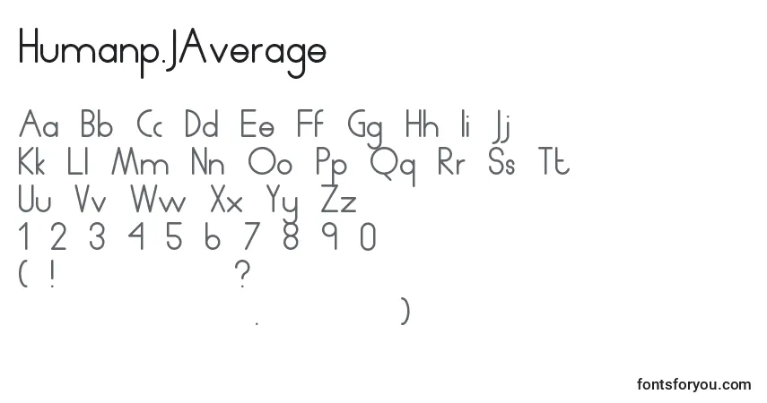 Humanp.JAverage (117405)-fontti – aakkoset, numerot, erikoismerkit