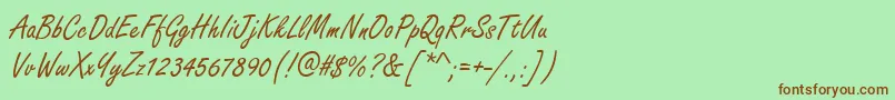 Шрифт HandmadescriptRegular – коричневые шрифты на зелёном фоне
