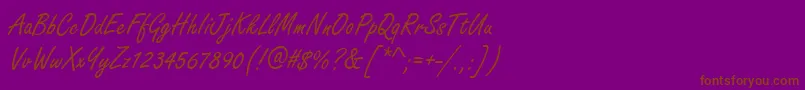 フォントHandmadescriptRegular – 紫色の背景に茶色のフォント