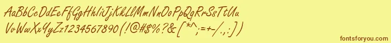 HandmadescriptRegular Font – Brown Fonts on Yellow Background