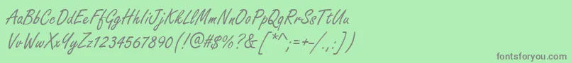 フォントHandmadescriptRegular – 緑の背景に灰色の文字