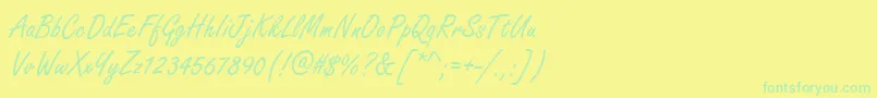 HandmadescriptRegular Font – Green Fonts on Yellow Background