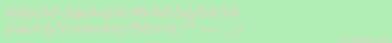 HandmadescriptRegular-fontti – vaaleanpunaiset fontit vihreällä taustalla