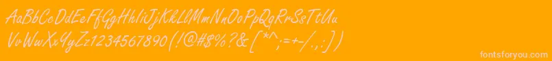 HandmadescriptRegular-Schriftart – Rosa Schriften auf orangefarbenem Hintergrund