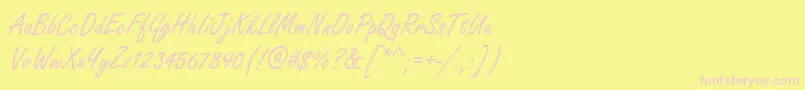 HandmadescriptRegular Font – Pink Fonts on Yellow Background