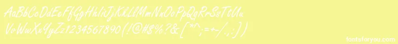 フォントHandmadescriptRegular – 黄色い背景に白い文字
