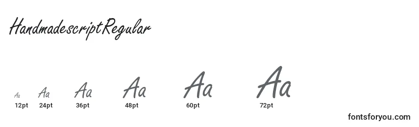 Размеры шрифта HandmadescriptRegular
