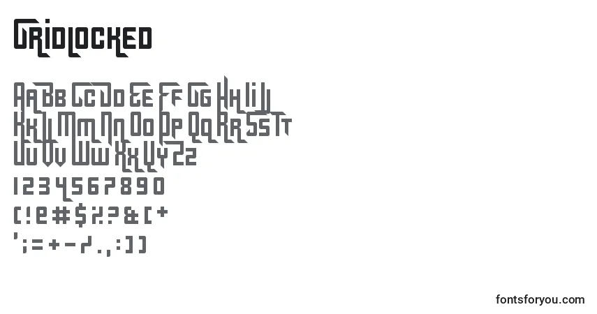 Czcionka Gridlocked – alfabet, cyfry, specjalne znaki