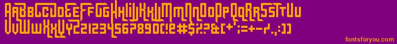 Weitere Informationen zur Gridlocked-Schriftart Gridlocked-Schriftart – Orangefarbene Schriften auf violettem Hintergrund