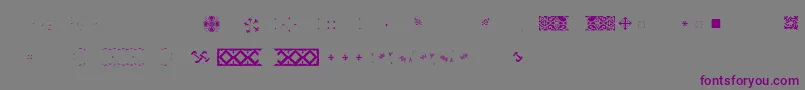 Czcionka Pfornmtreasures2Layer5 – fioletowe czcionki na szarym tle