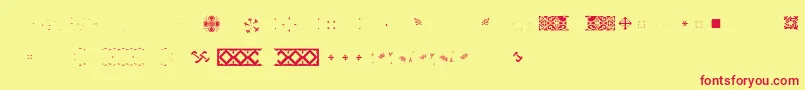 Pfornmtreasures2Layer5-fontti – punaiset fontit keltaisella taustalla