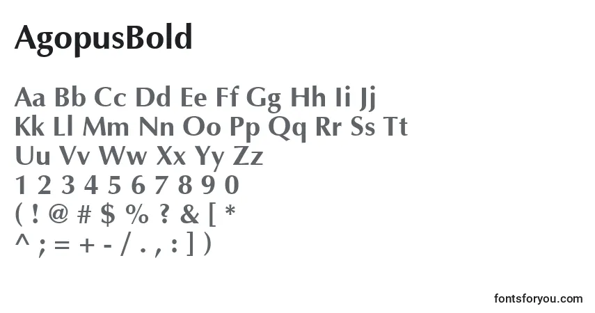 Schriftart AgopusBold – Alphabet, Zahlen, spezielle Symbole