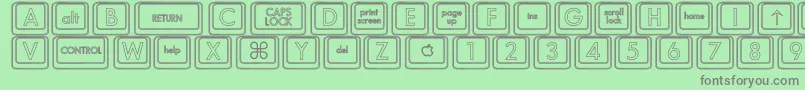 Czcionka KeyboardKeyshoHollow – szare czcionki na zielonym tle