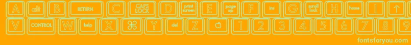 KeyboardKeyshoHollow-Schriftart – Grüne Schriften auf orangefarbenem Hintergrund