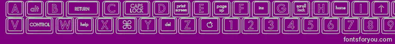 KeyboardKeyshoHollow-Schriftart – Grüne Schriften auf violettem Hintergrund