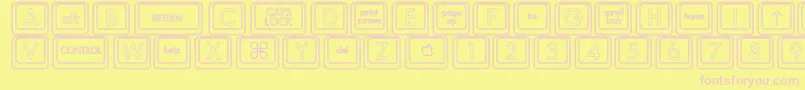 Fonte KeyboardKeyshoHollow – fontes rosa em um fundo amarelo