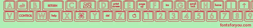 KeyboardKeyshoHollow Font – Red Fonts on Green Background