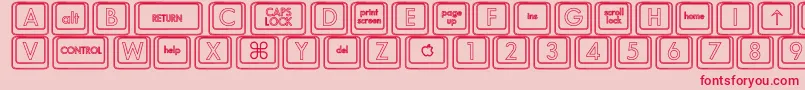 KeyboardKeyshoHollow-Schriftart – Rote Schriften auf rosa Hintergrund