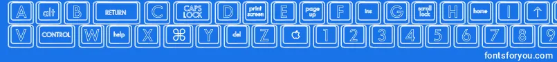 KeyboardKeyshoHollow-Schriftart – Weiße Schriften auf blauem Hintergrund