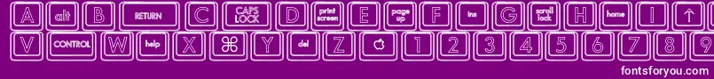 KeyboardKeyshoHollow-Schriftart – Weiße Schriften auf violettem Hintergrund