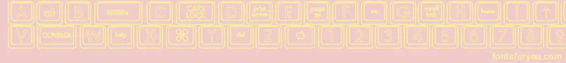 KeyboardKeyshoHollow-Schriftart – Gelbe Schriften auf rosa Hintergrund