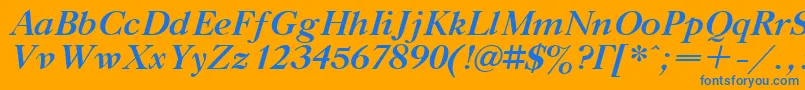 TitleBoldItalic-Schriftart – Blaue Schriften auf orangefarbenem Hintergrund